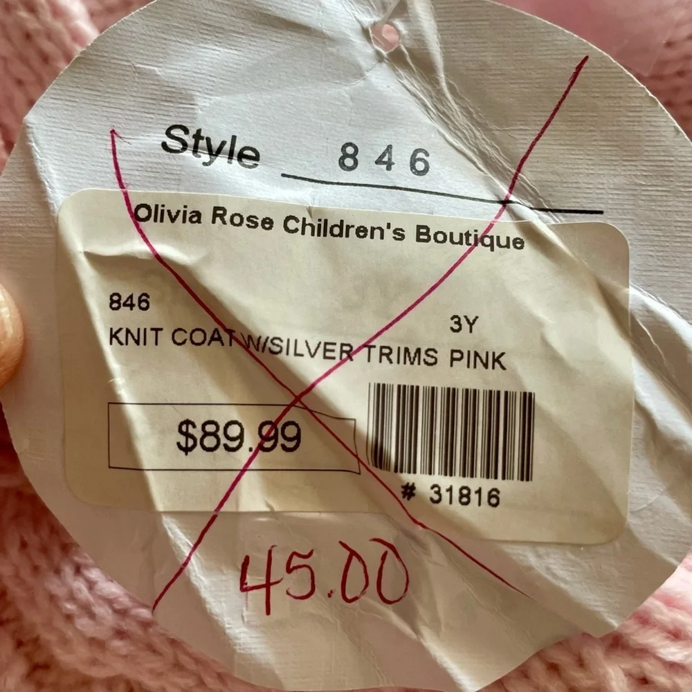 NWT Sarah Louis Pink Knit Sweater Jacket 3 Years - Picture 9 of 9